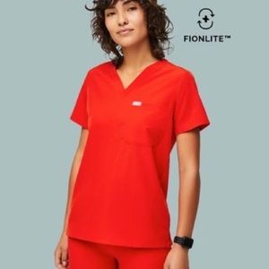 Figs Fionlite Awesome Red Catarina Scrub Top